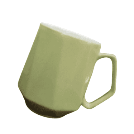 Parrot Green Ceramic Coffee Mug with Handle, 300 ml Capacity (Hexa Shape Parrot Green)