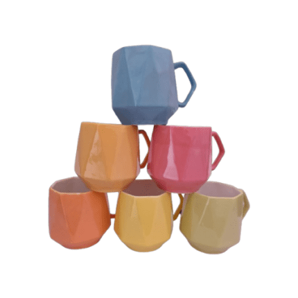 potsndecors Pack of 6 Bone China HEXA CUP SET